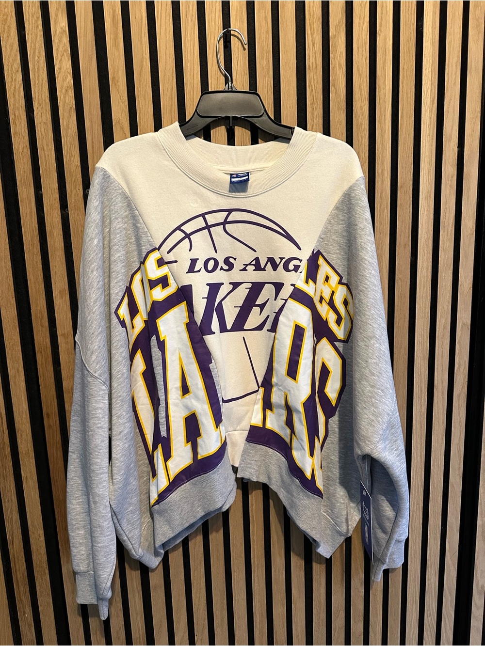NBA Los Angeles Lakers Grey, Cream & Purple Crewneck Sweatshirt